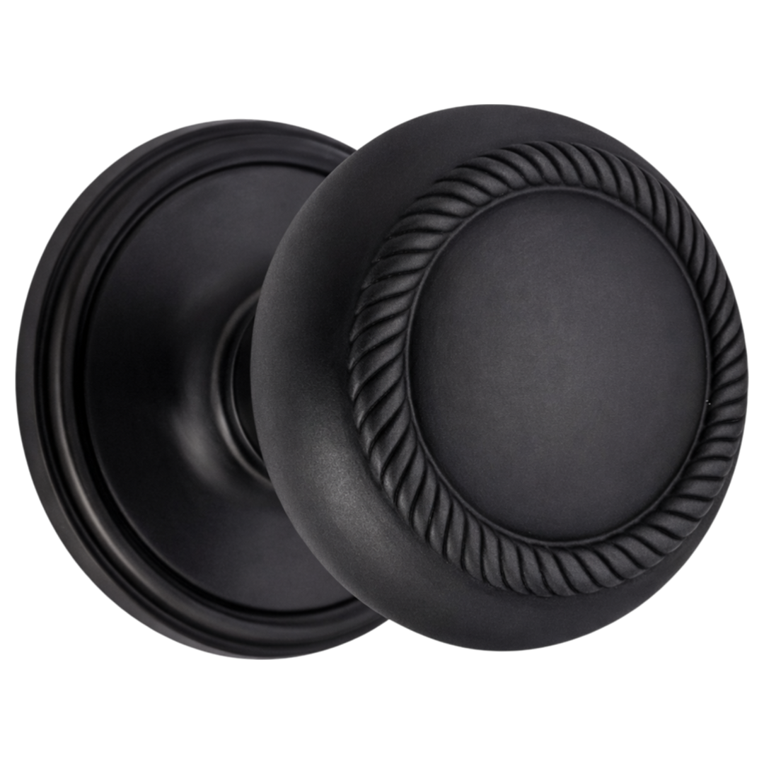 Traditional Rosette Door Set with Georgian Roped Door Knobs (Several Finishes Available)