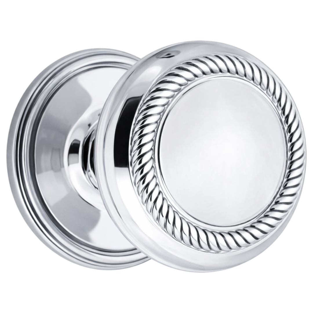 Traditional Rosette Door Set with Georgian Roped Door Knobs (Several Finishes Available)