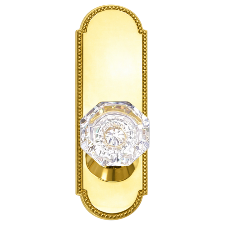 Arched Beaded Backplate Door Set with Octagon Crystal Door Knobs (Several Finishes Available)