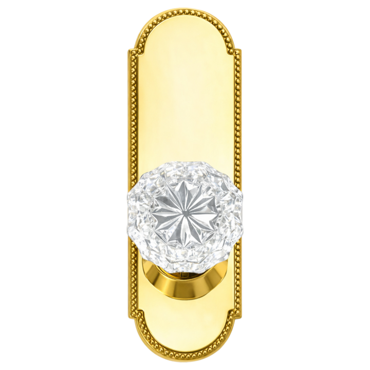 Arched Beaded Backplate Door Set with Fluted Crystal Door Knobs (Several Finishes Available)