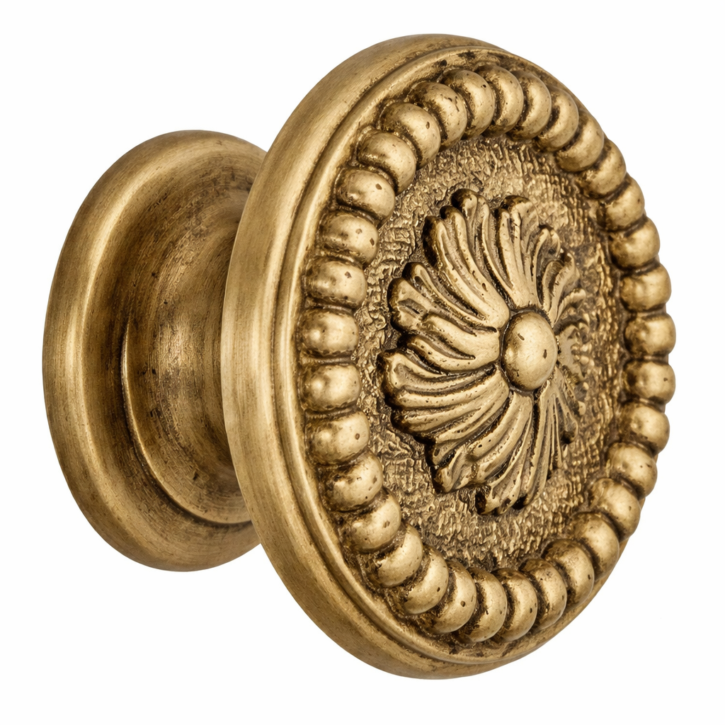 1 3/5 Inch Beaded Floral Cabinet Knob (Several Finishes Available)