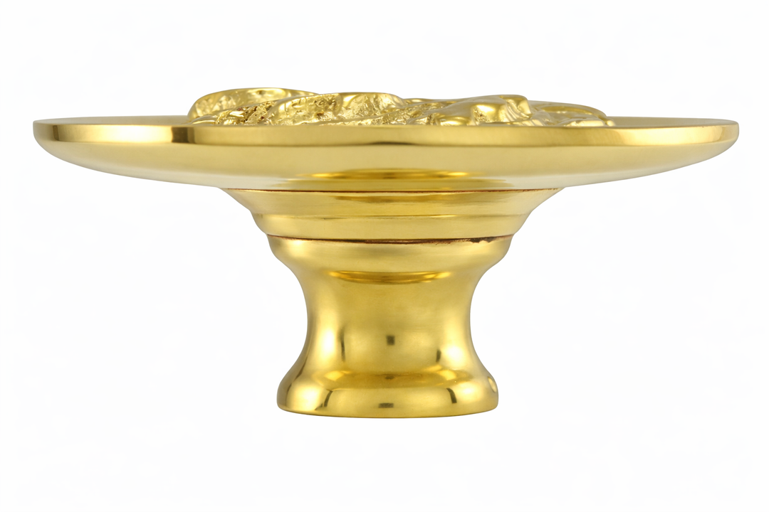 1 4/5 Inch Solid Brass Round Floral Print Leaf Cabinet & Furniture Knob (Several Finishes Available)