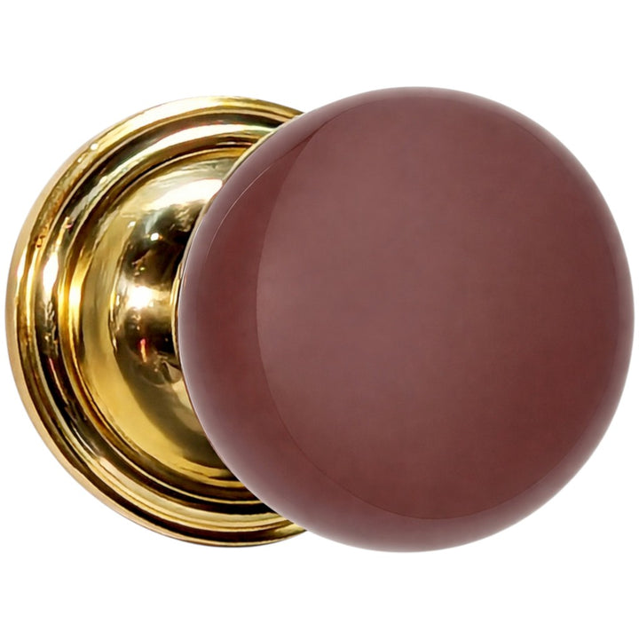 Traditional Rosette Door Set with Brown Porcelain Door Knobs (Several Finishes Available)