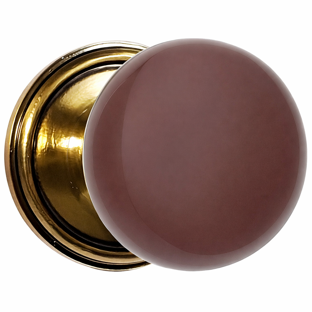 Traditional Rosette Door Set with Brown Porcelain Door Knobs (Several Finishes Available)