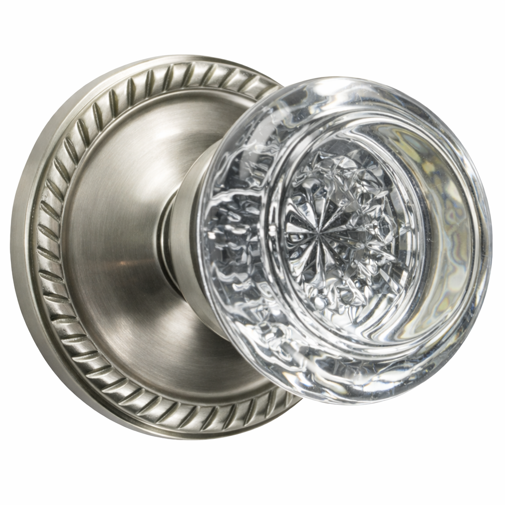 Georgian Roped Rosette Door Set with Round Crystal Door Knobs (Several Finishes Available)