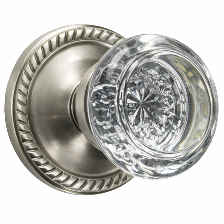 Georgian Roped Rosette Door Set with Round Crystal Door Knobs (Several Finishes Available)