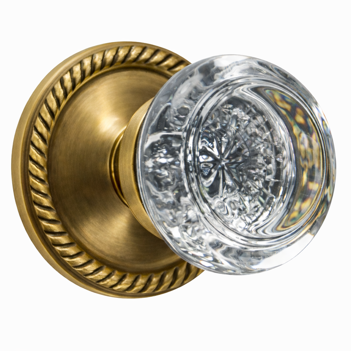 Georgian Roped Rosette Door Set with Round Crystal Door Knobs (Several Finishes Available)