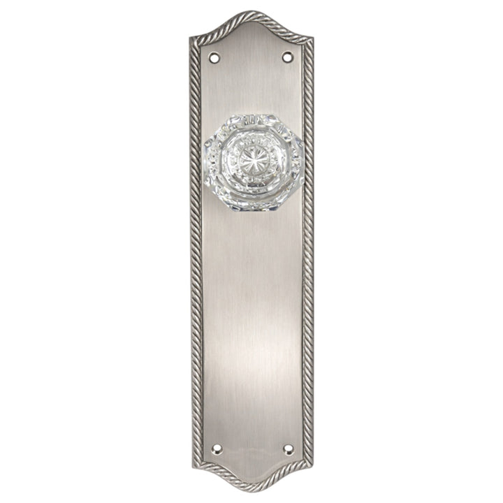 Arched Georgian Roped Backplate Door Set with Octagon Crystal Door Knobs (Several Finishes Available)