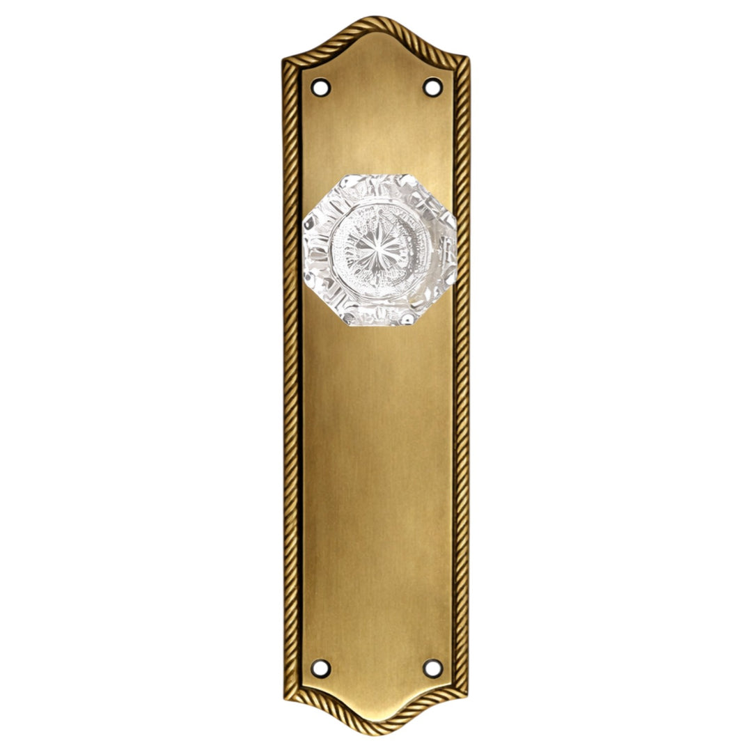 Arched Georgian Roped Backplate Door Set with Octagon Crystal Door Knobs (Several Finishes Available)