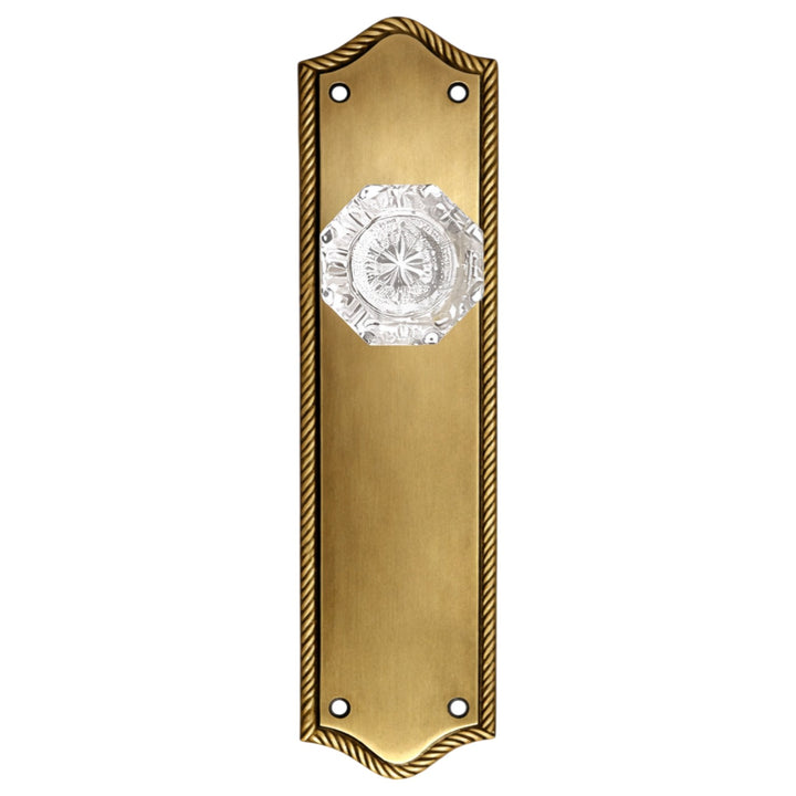 Arched Georgian Roped Backplate Door Set with Octagon Crystal Door Knobs (Several Finishes Available)