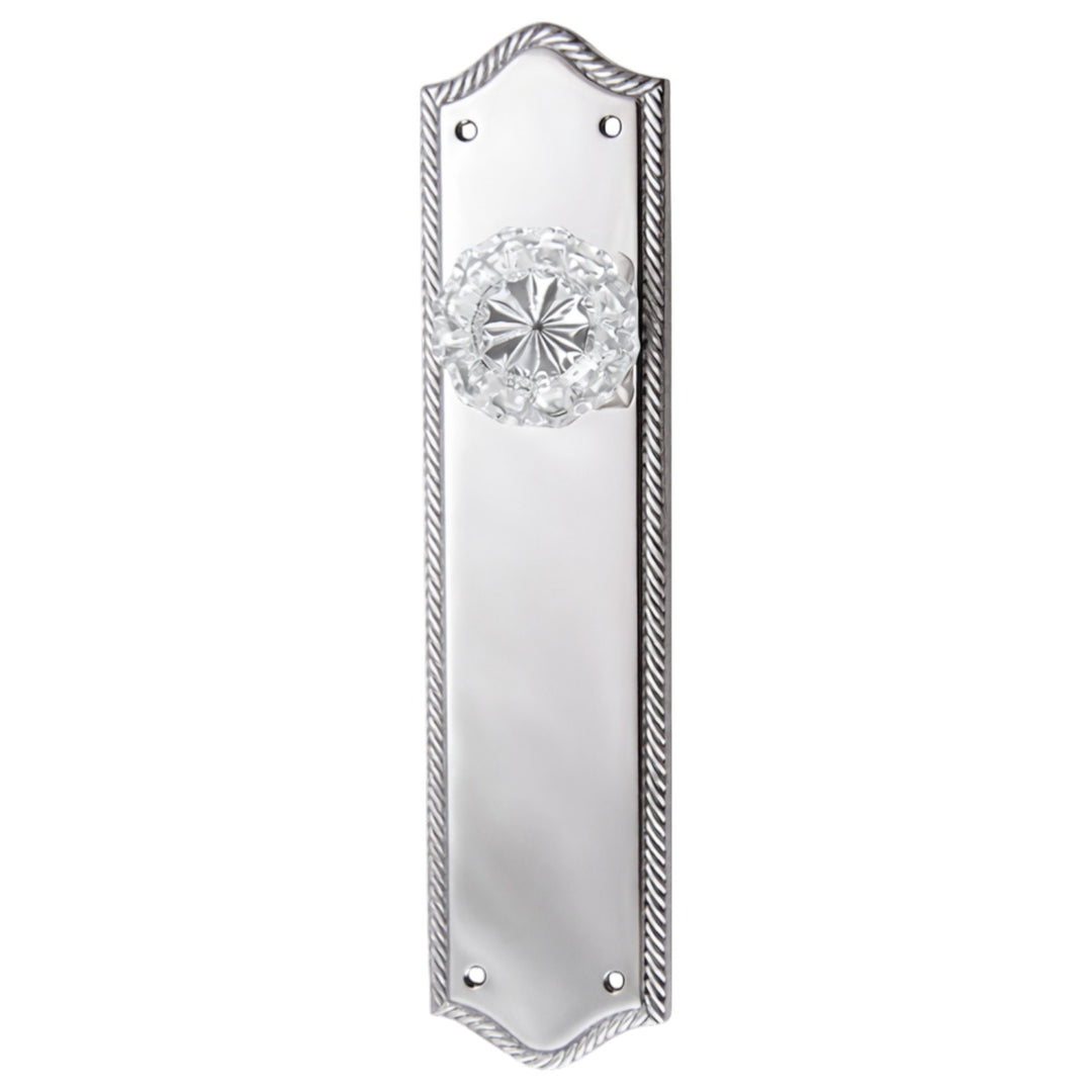 Arched Georgian Roped Backplate Door Set with Fluted Crystal Door Knobs (Several Finishes Available)