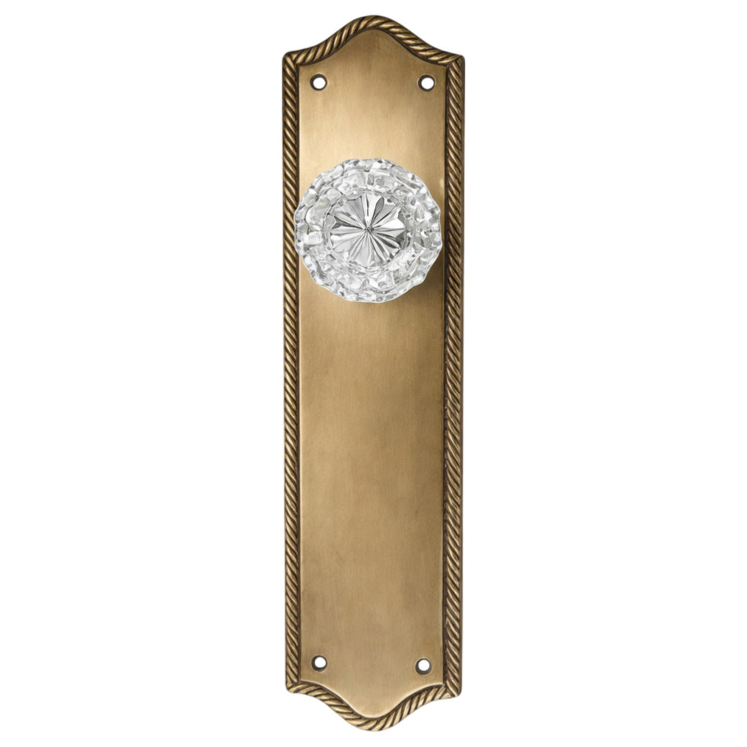 Arched Georgian Roped Backplate Door Set with Fluted Crystal Door Knobs (Several Finishes Available)