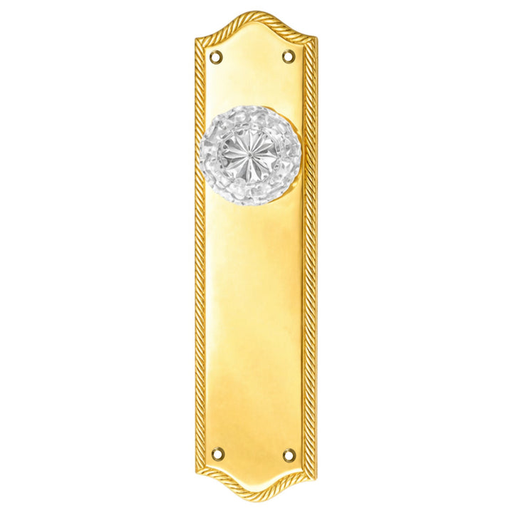 Arched Georgian Roped Backplate Door Set with Octagon Crystal Door Knobs (Several Finishes Available)