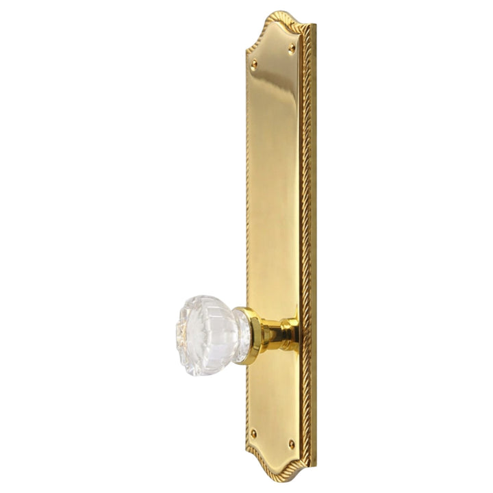 Arched Georgian Roped Backplate Door Set with Fluted Crystal Door Knobs (Several Finishes Available)