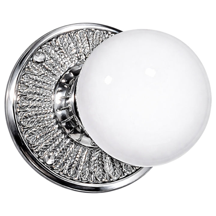 Feather Rosette Door Set with White Porcelain Door Knobs (Several Finishes Available)