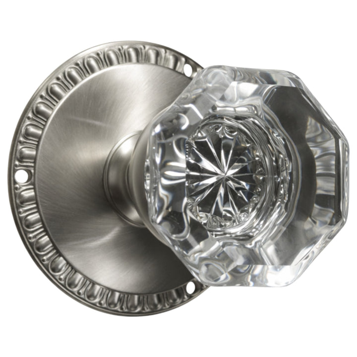 Traditional Egg & Dart Rosette Door Set with Octagon Crystal Door Knobs (Several Finishes Available)