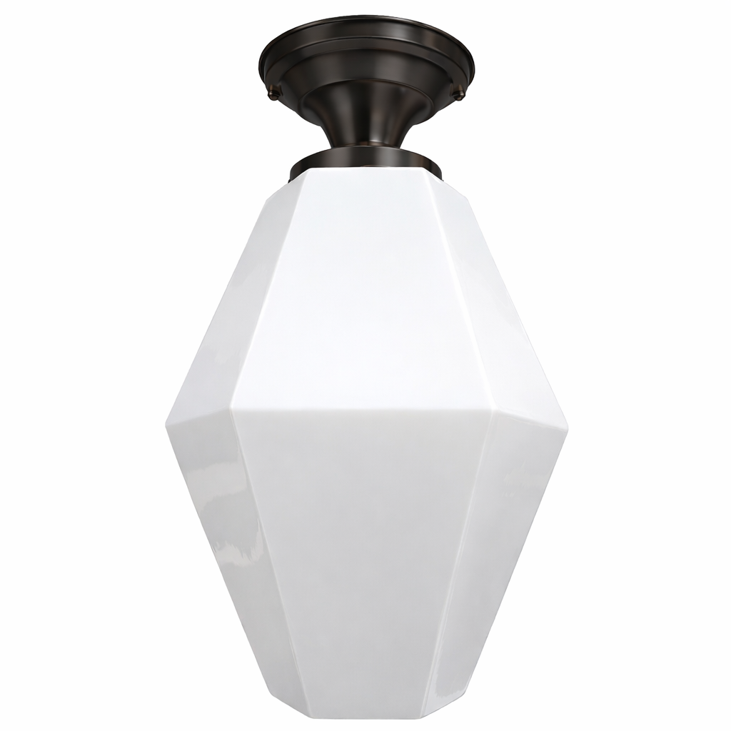 Geometric Faceted Glass Semi-Flush Standard Light (Several Finishes Available)