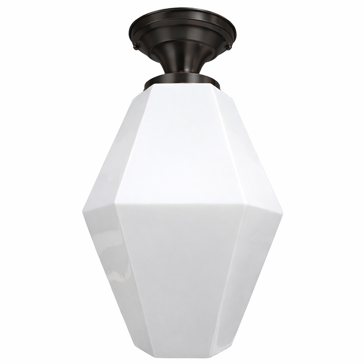 Geometric Faceted Glass Semi-Flush Standard Light (Several Finishes Available)