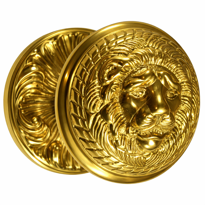 Romanesque Rosette Door Set with Lion Door Knobs (Several Finishes Available)