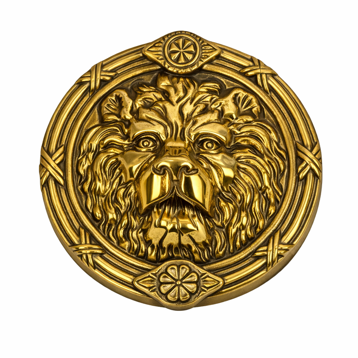 5 Inch Solid Brass Ribbon & Reed Lion Curtain Tie Back (Several Finishes Available)