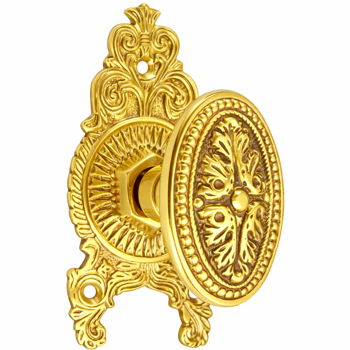 Ornate Victorian Rosette Door Set with Avalon Oval Door Knobs (Several Finishes Available)