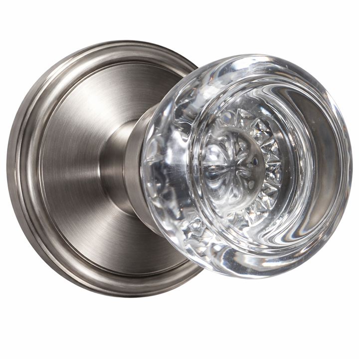 Traditional Rosette Door Set with Beveled Round Crystal Knob (Several Finishes Available)
