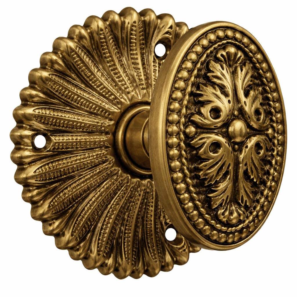 French Provincial Rosette Door Set with Avalon Oval Door Knobs (Several Finishes Available)