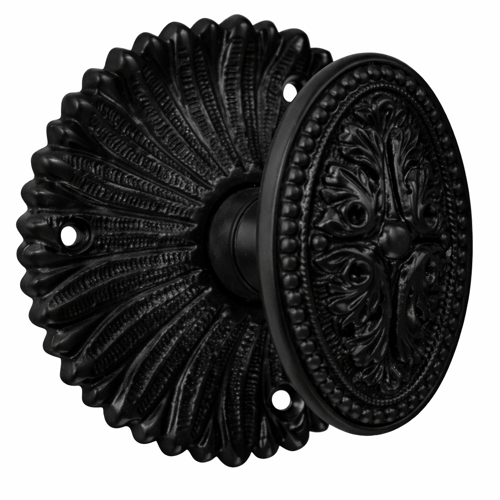 French Provincial Rosette Door Set with Avalon Oval Door Knobs (Several Finishes Available)