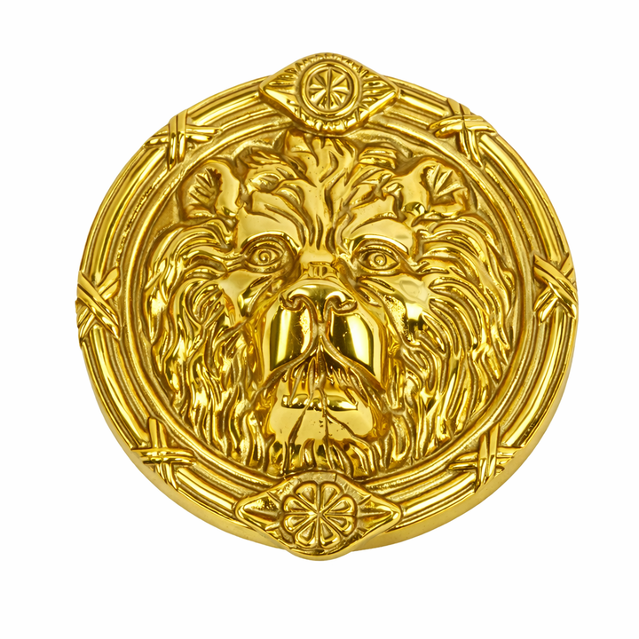 5 Inch Solid Brass Ribbon & Reed Lion Curtain Tie Back (Several Finishes Available)