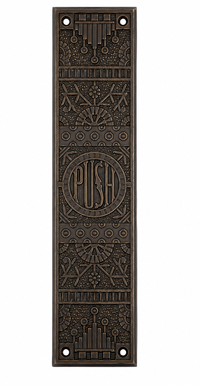 11 5/8 Inch Lost Wax Cast Windsor Pattern Push Plate (Several Finishes Available)