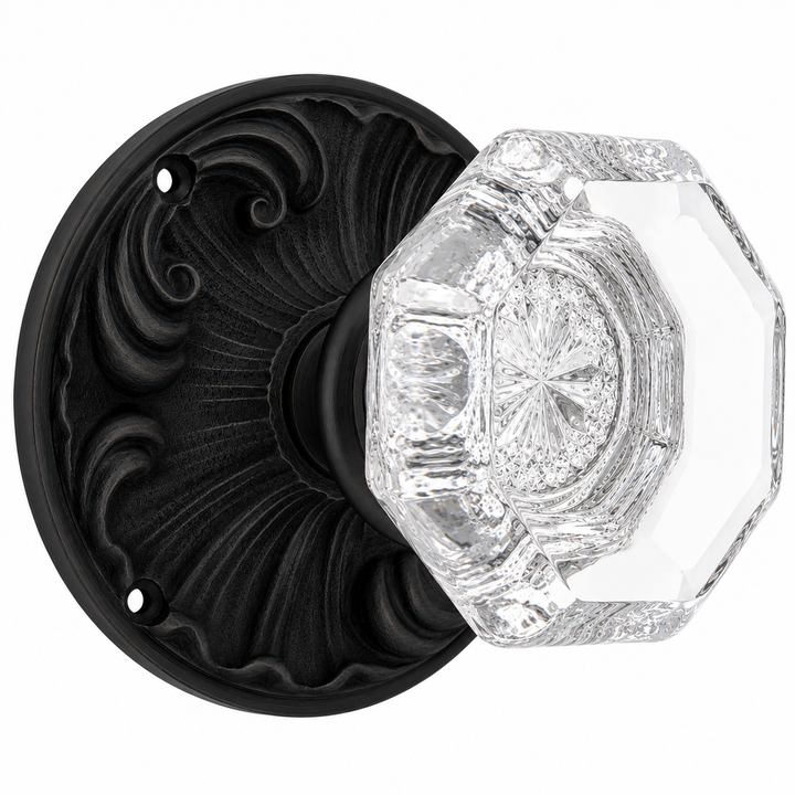 Romanesque Octagon Glass Door Knob (Several Finishes Available)