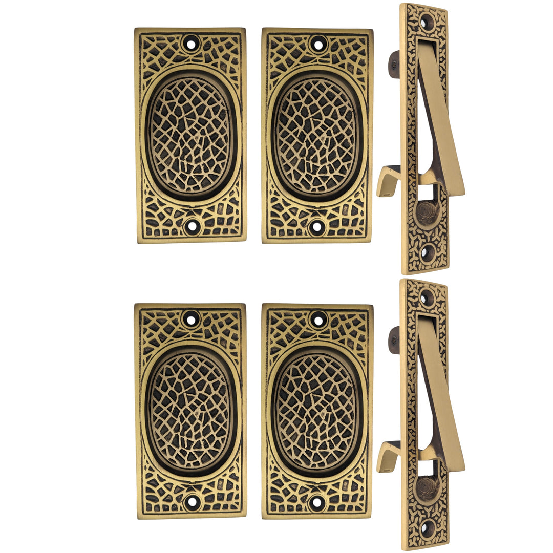 ##Antique Hardware## Craftsman Pattern Pocket Door Set (Several Finishes Available)