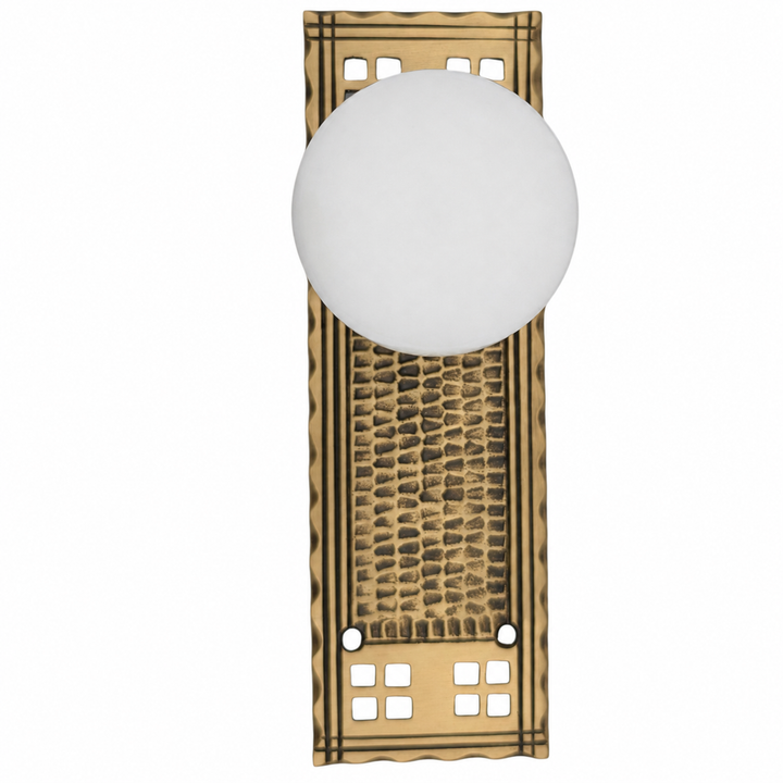 Arts & Crafts Backplate Door Set with White Porcelain Door Knobs (Several Finishes Available)
