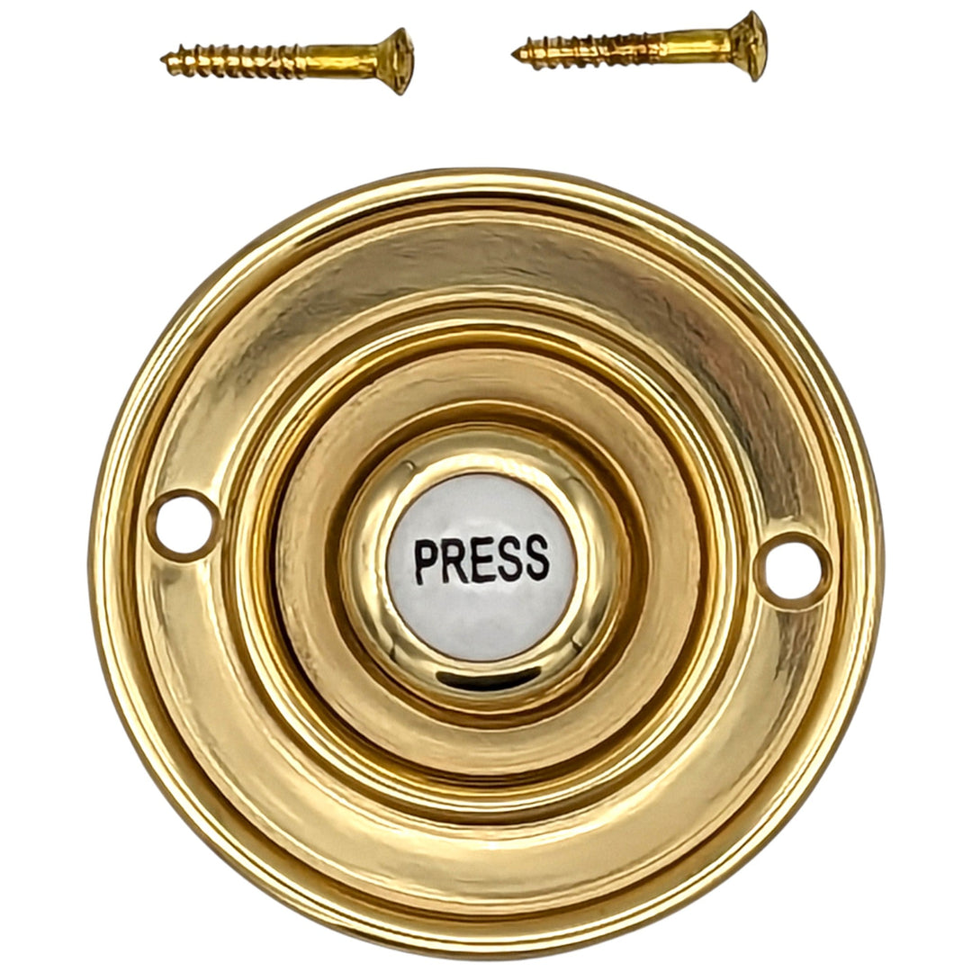 ##Antique Hardware## 2 1/3 Inch Solid Brass Porcelain "Press" Doorbell Button (Several Finishes Available)