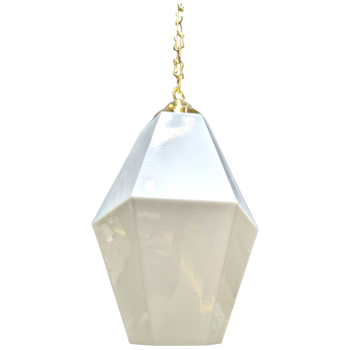 ##Antique Hardware## 38 1/2 Inch Manhattan Skyscraper Prism Style Chain Light (Polished Brass Finish)