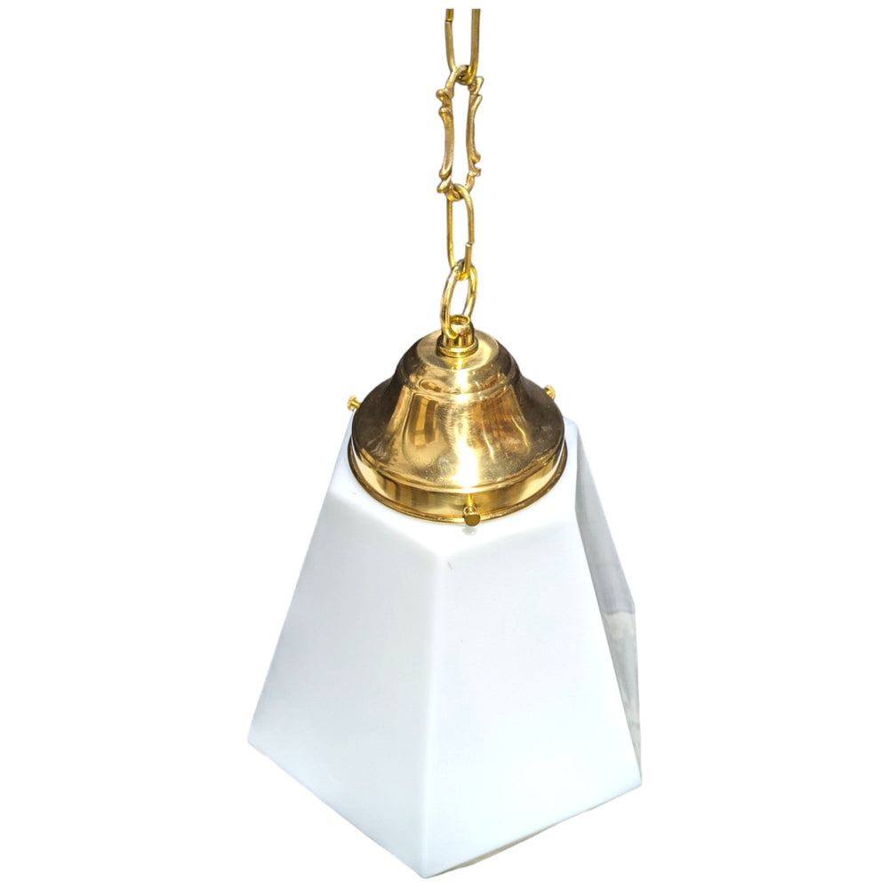 ##Antique Hardware## 38 1/2 Inch Manhattan Skyscraper Prism Style Chain Light (Polished Brass Finish)