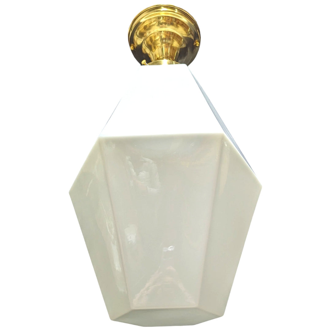 ##Antique Hardware## 20 Inch Manhattan Skyscraper Prism Style Semi-Flush Mount Light (Polished Brass Finish)