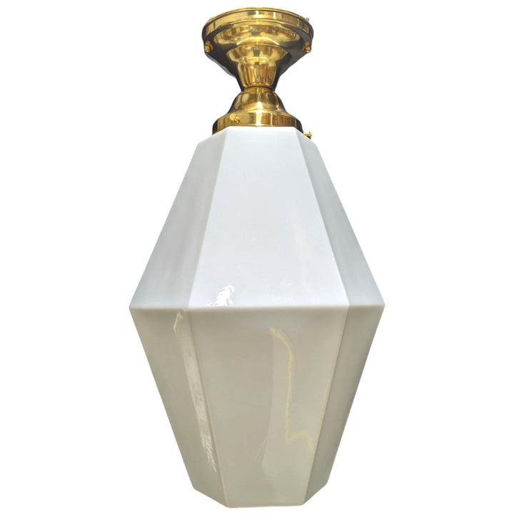 ##Antique Hardware## 20 Inch Manhattan Skyscraper Prism Style Semi-Flush Mount Light (Polished Brass Finish)