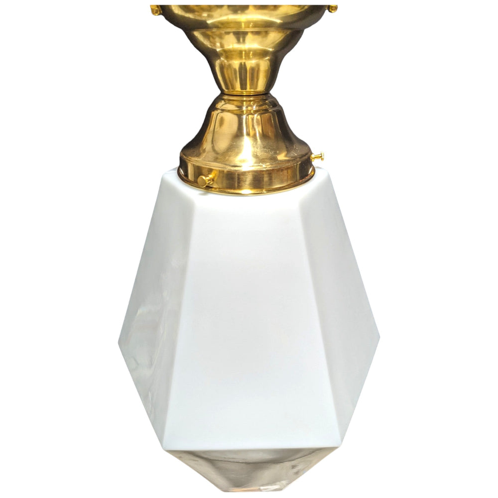 ##Antique Hardware## 20 Inch Manhattan Skyscraper Prism Style Semi-Flush Mount Light (Polished Brass Finish)