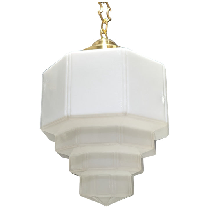 ##Antique Hardware## 34 1/2 Inch Manhattan Skyscraper Grandeur Style Chain Light (Polished Brass Finish)