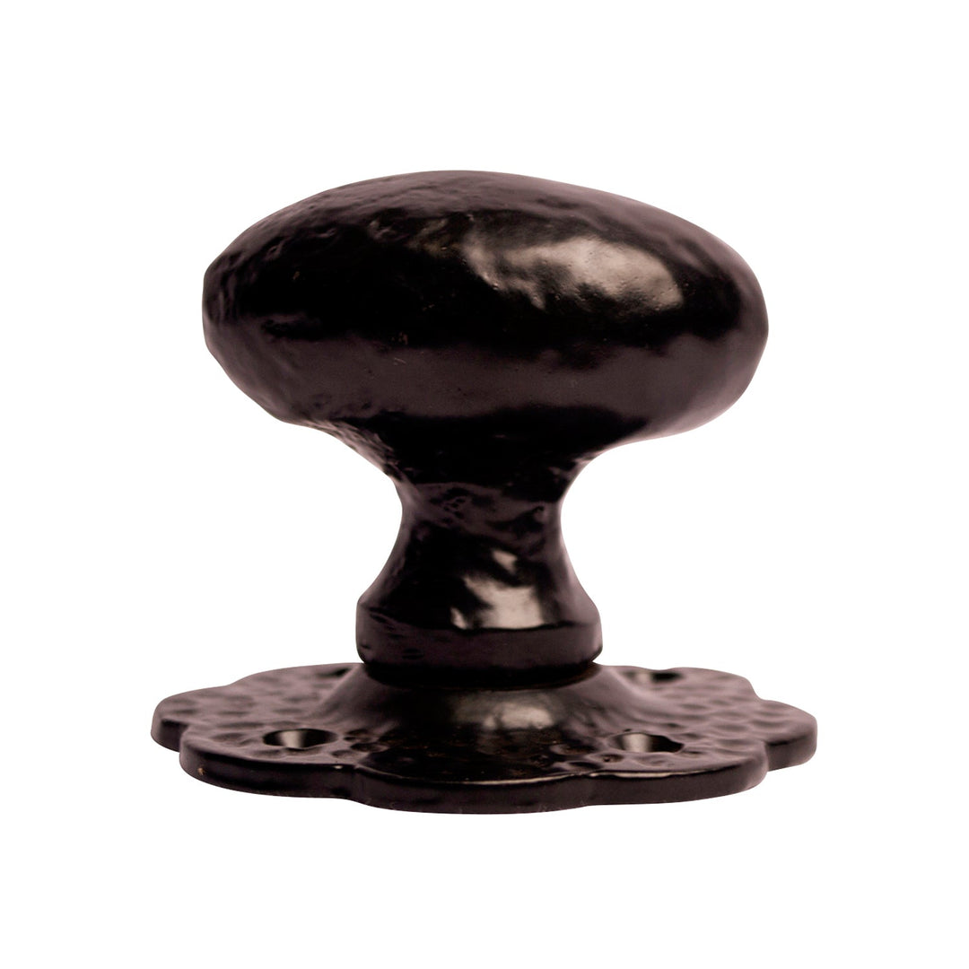 ##Antique Hardware## 2 3/8 Inch Solid Rough Iron Egg Cabinet & Furniture Knob with Floral Backplate