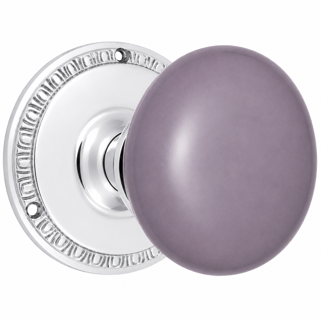 Traditional Egg & Dart Rosette Door Set with Gray Porcelain Door Knobs (Several Finishes Available)