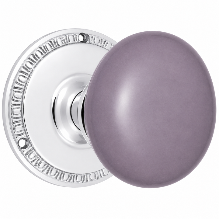Traditional Egg & Dart Rosette Door Set with Gray Porcelain Door Knobs (Several Finishes Available)