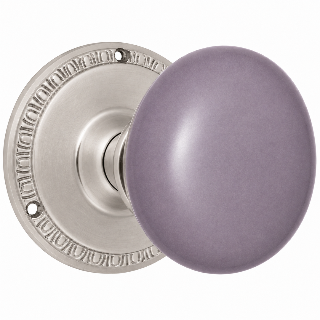Traditional Egg & Dart Rosette Door Set with Gray Porcelain Door Knobs (Several Finishes Available)