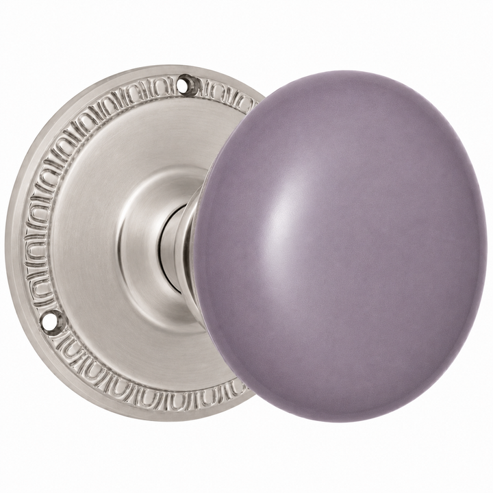 Traditional Egg & Dart Rosette Door Set with Gray Porcelain Door Knobs (Several Finishes Available)