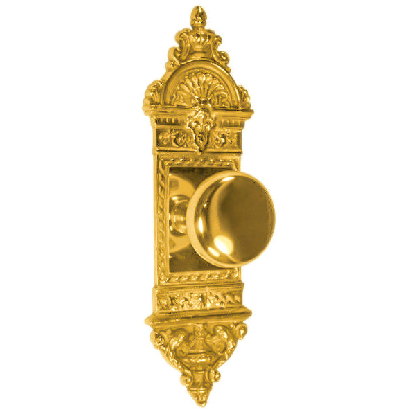 L'Enfant Small Backplate Door Set with Round Brass Door Knobs (Several Finishes Available)