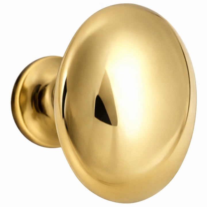 1 1/4 Inch Solid Brass Traditional Egg Shaped Cabinet & Furniture Knob