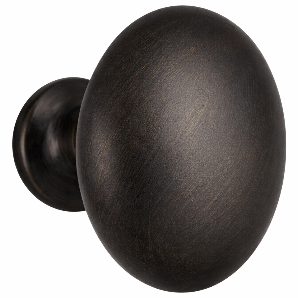 1 1/4 Inch Solid Brass Traditional Egg Shaped Cabinet & Furniture Knob