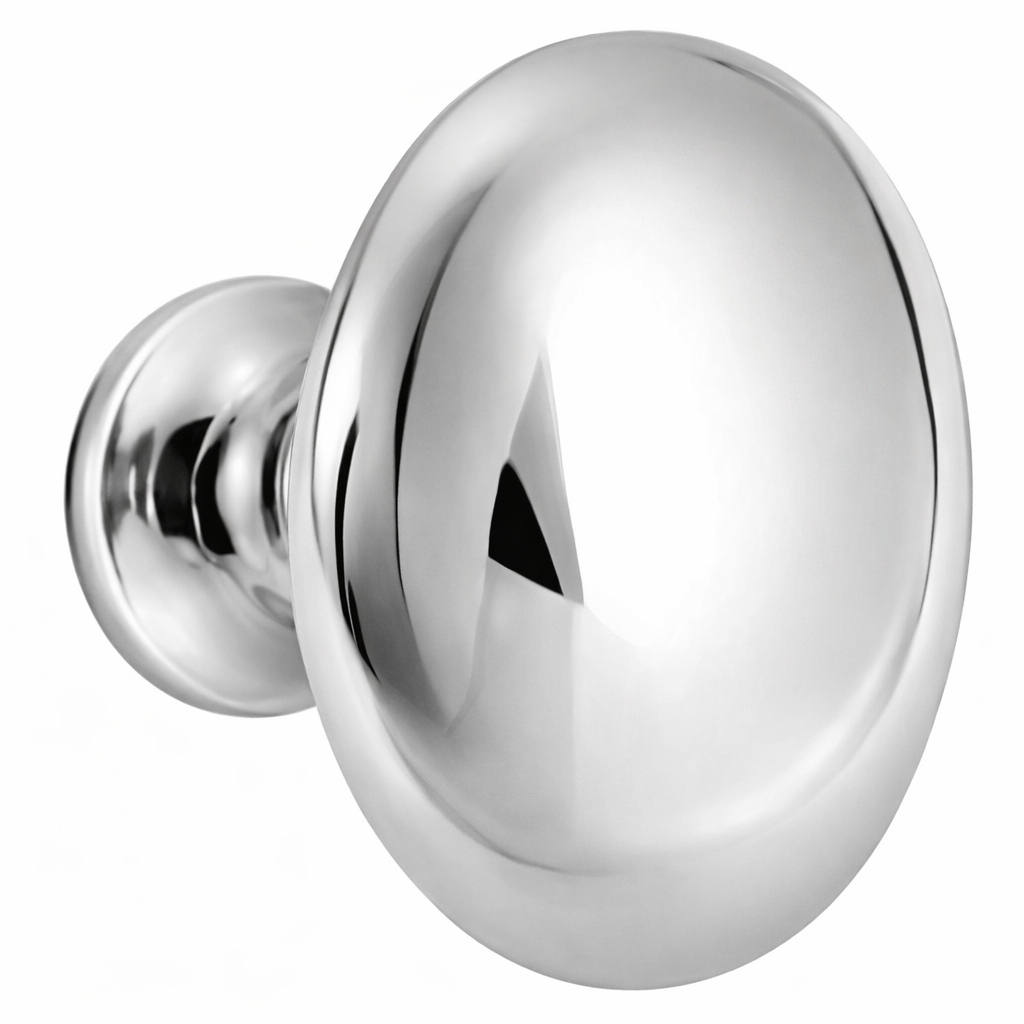 1 1/4 Inch Solid Brass Traditional Egg Shaped Cabinet & Furniture Knob