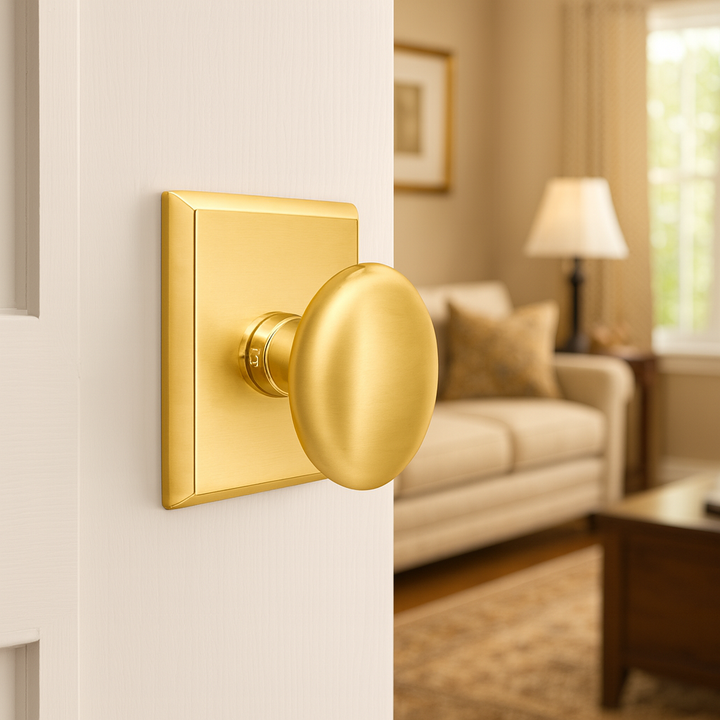 Magnifique® Rectangular Door Set with Brass Egg Knobs (Several Finishes Available)